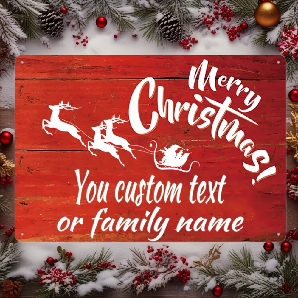 Home Bar Signs - Custom Christmas Name Sign 20.32x30.48cm Vintage