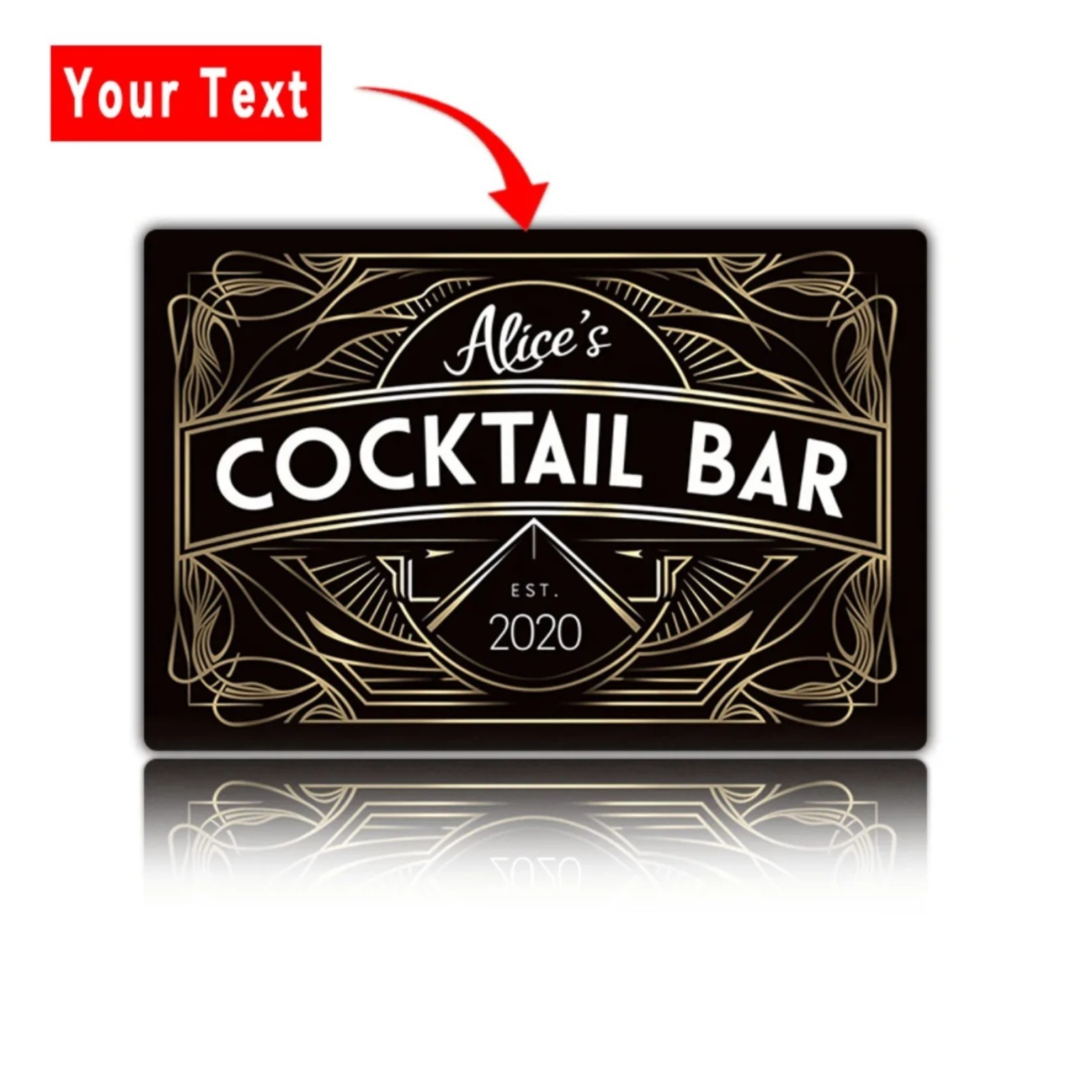 Home Bar Signs - Personalized Art Deco Metal Wall Sign