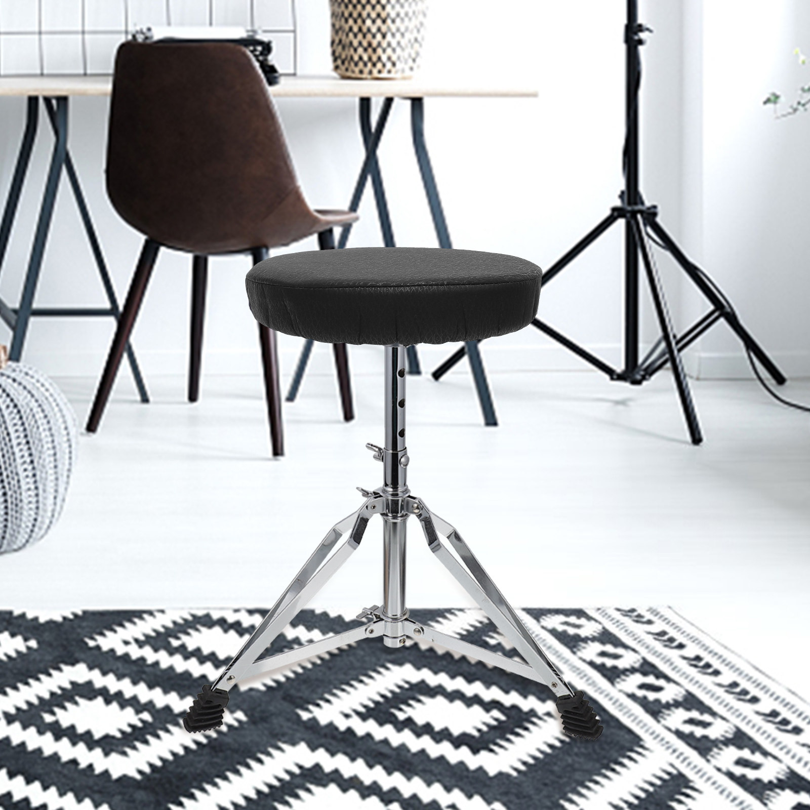 Home Bar Stools - Round Stool Cover Black Elastic Barstool