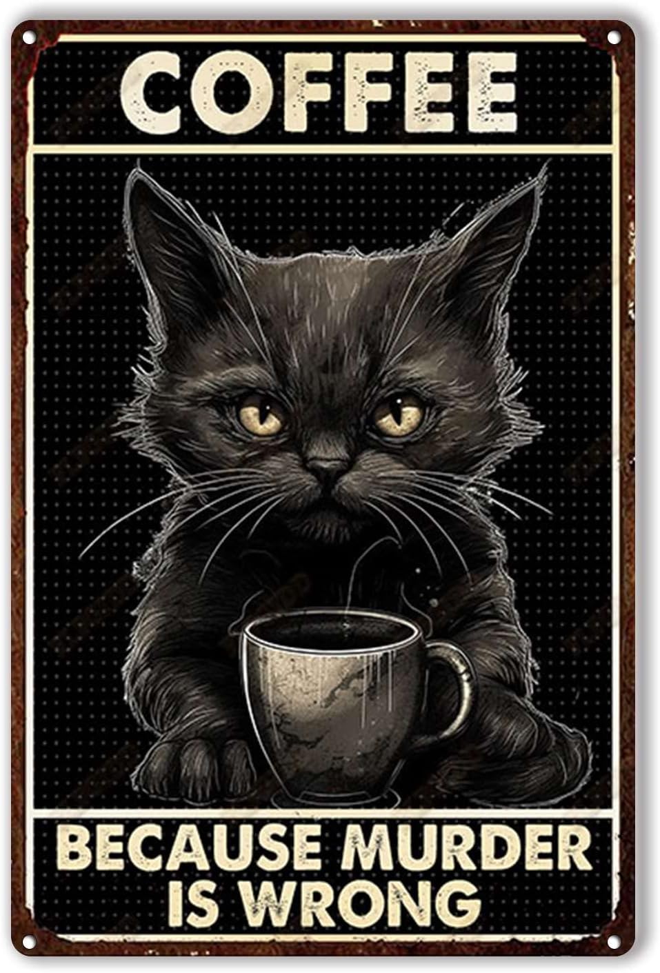 Tin Plaque Coffee cat Because  - Home Bar And Coffee ulasan dan harga
