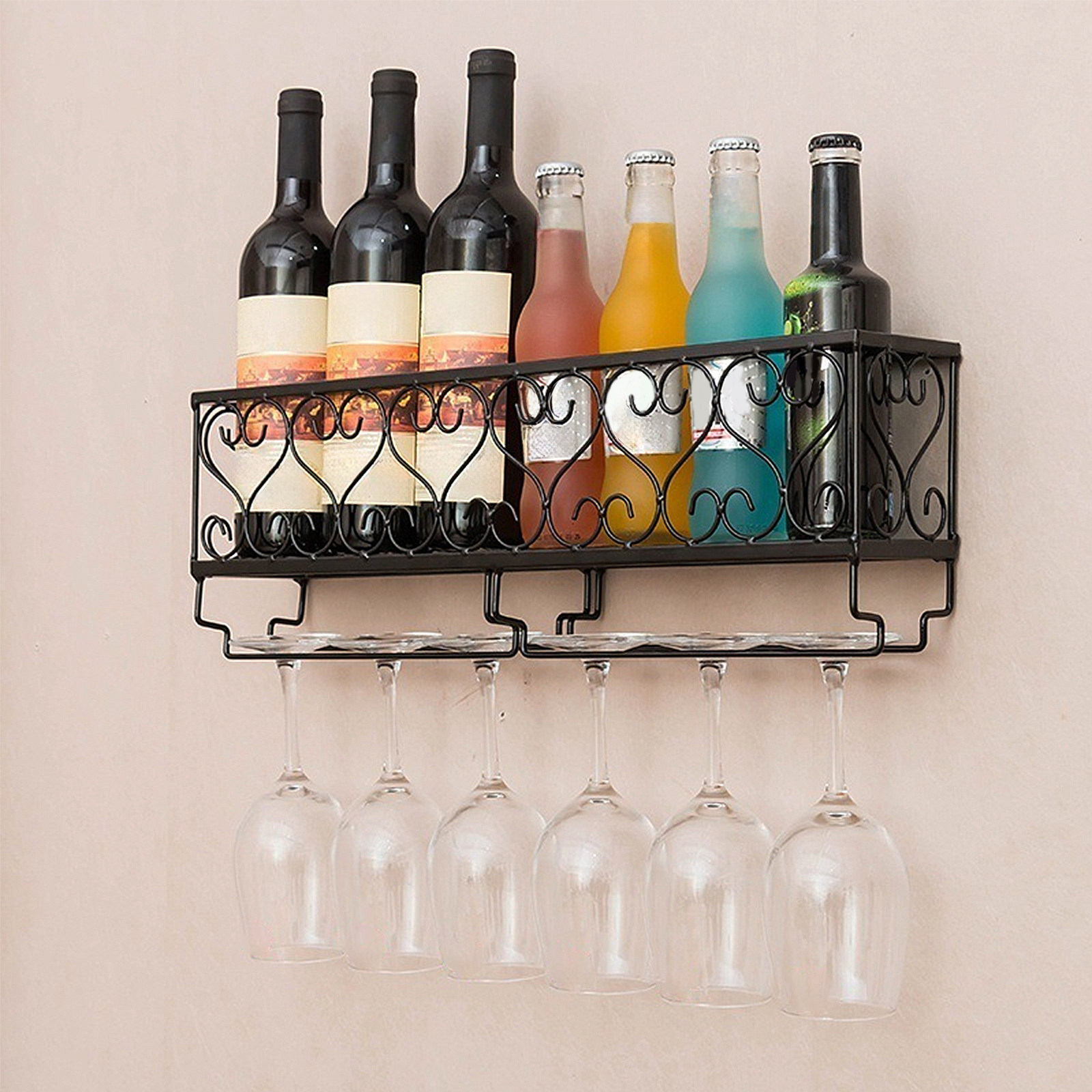 1Pcs Wall Mount Wine Bottle Ra - Home Bar Stand ulasan dan harga