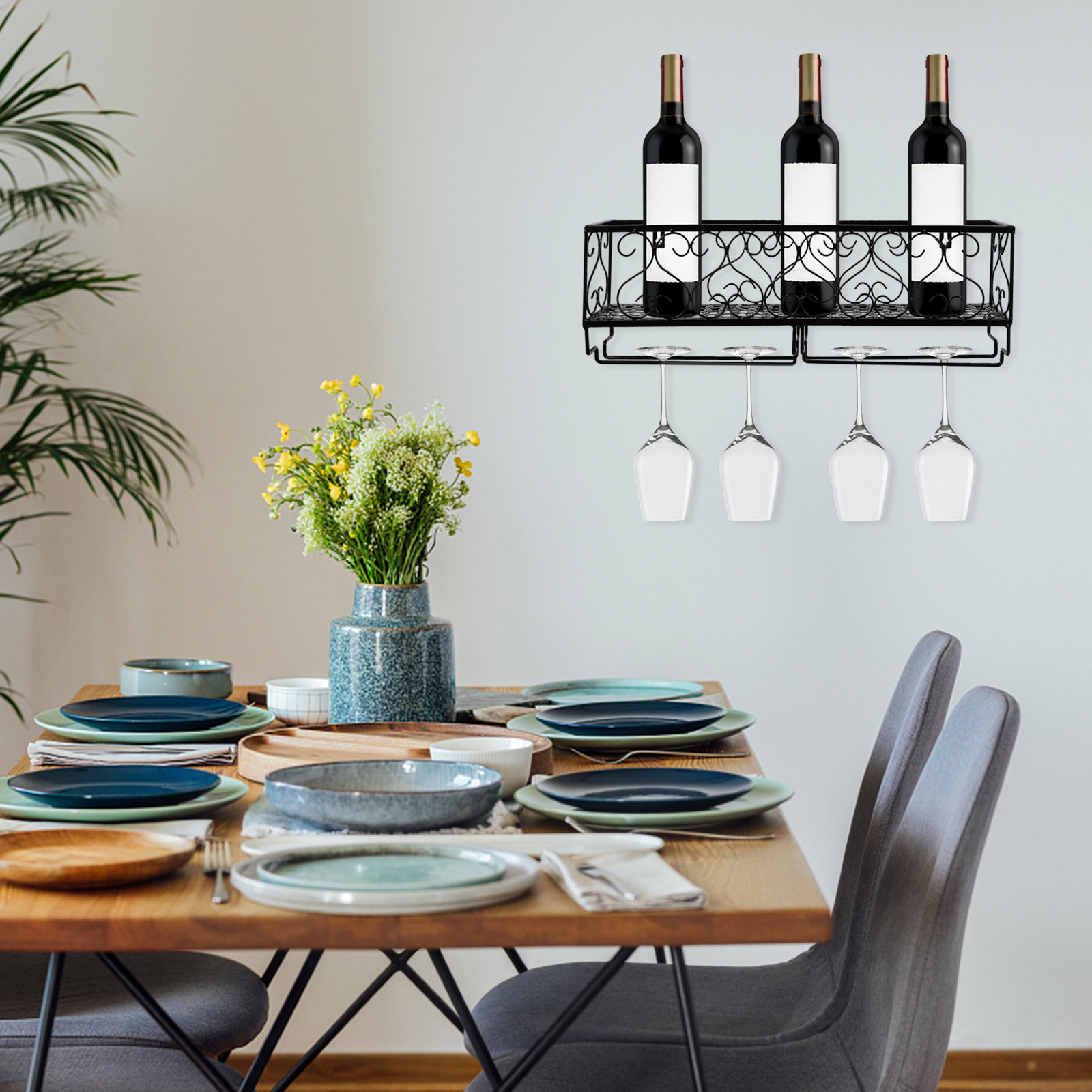 1Pcs Wall Mount Wine Bottle Ra - Home Bar Stand ulasan dan harga