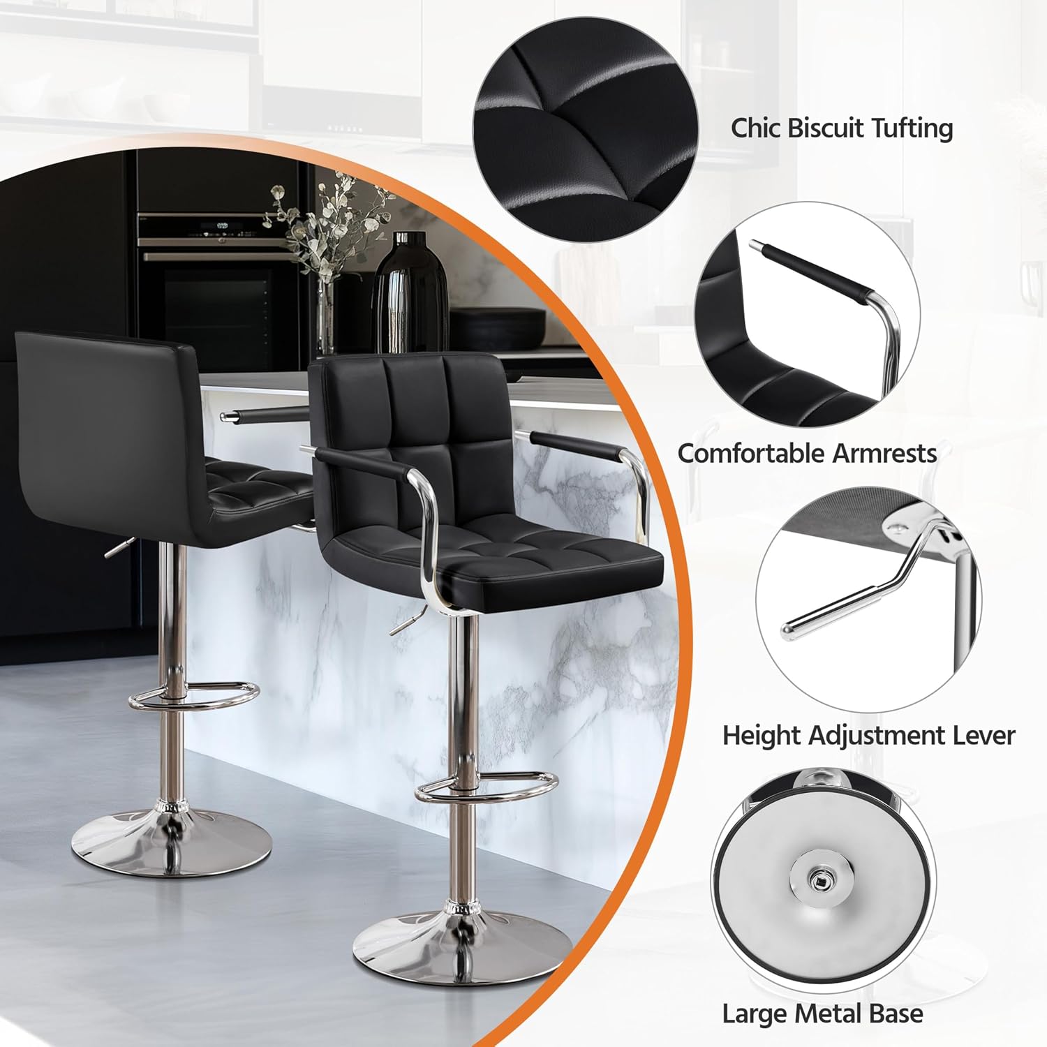 Bar Stools Set Of 2, PU Leathe - Home Bar Stools ulasan dan harga