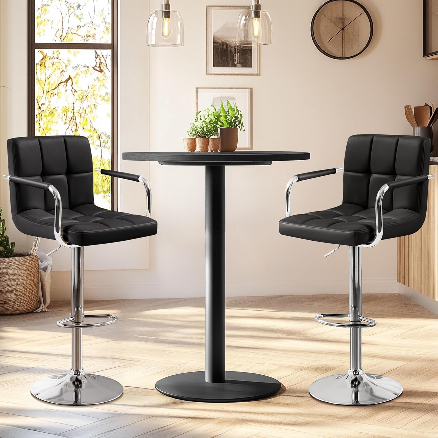 Bar Stools Set Of 2, PU Leathe - Home Bar Stools ulasan dan harga