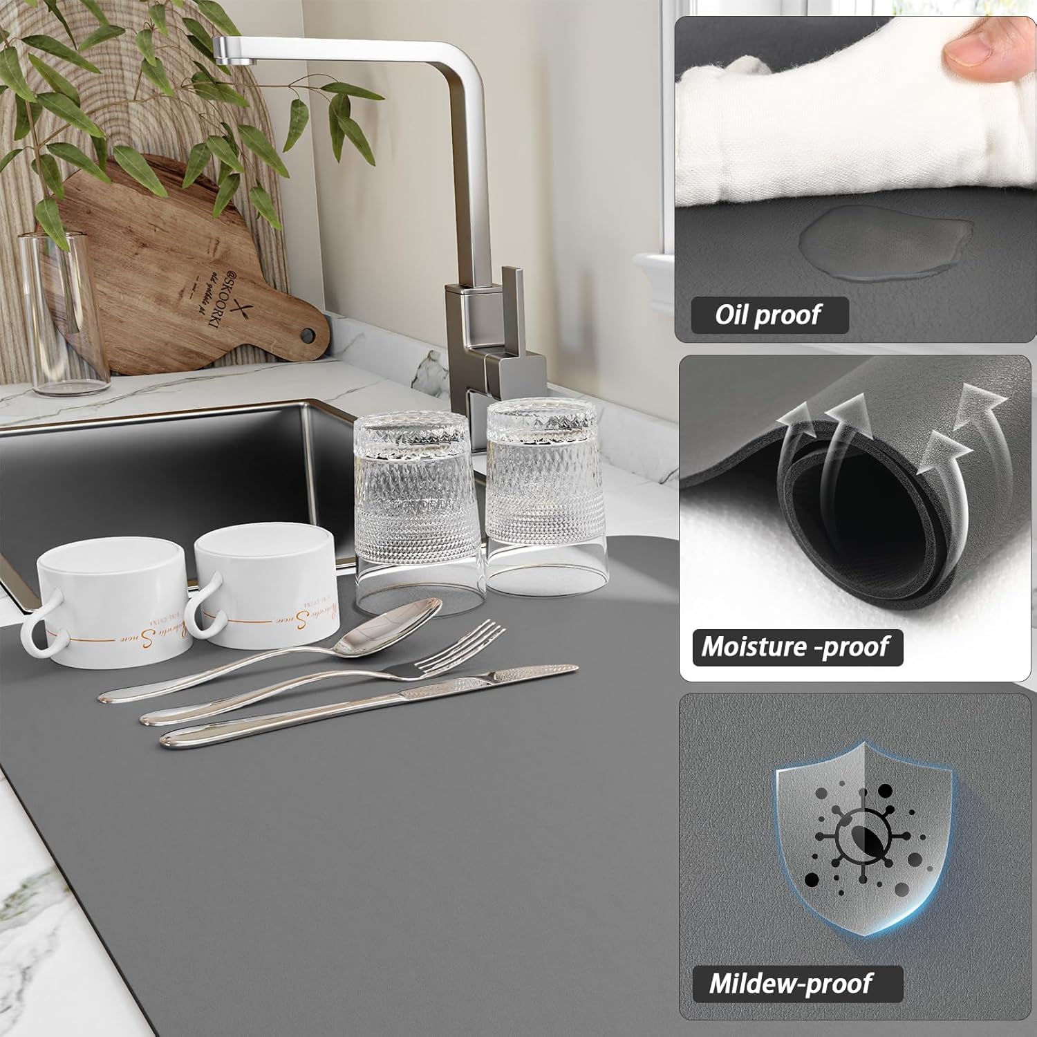 Dish Drying Mat for Kitchen, G - Bar Mat Rubber ulasan dan harga