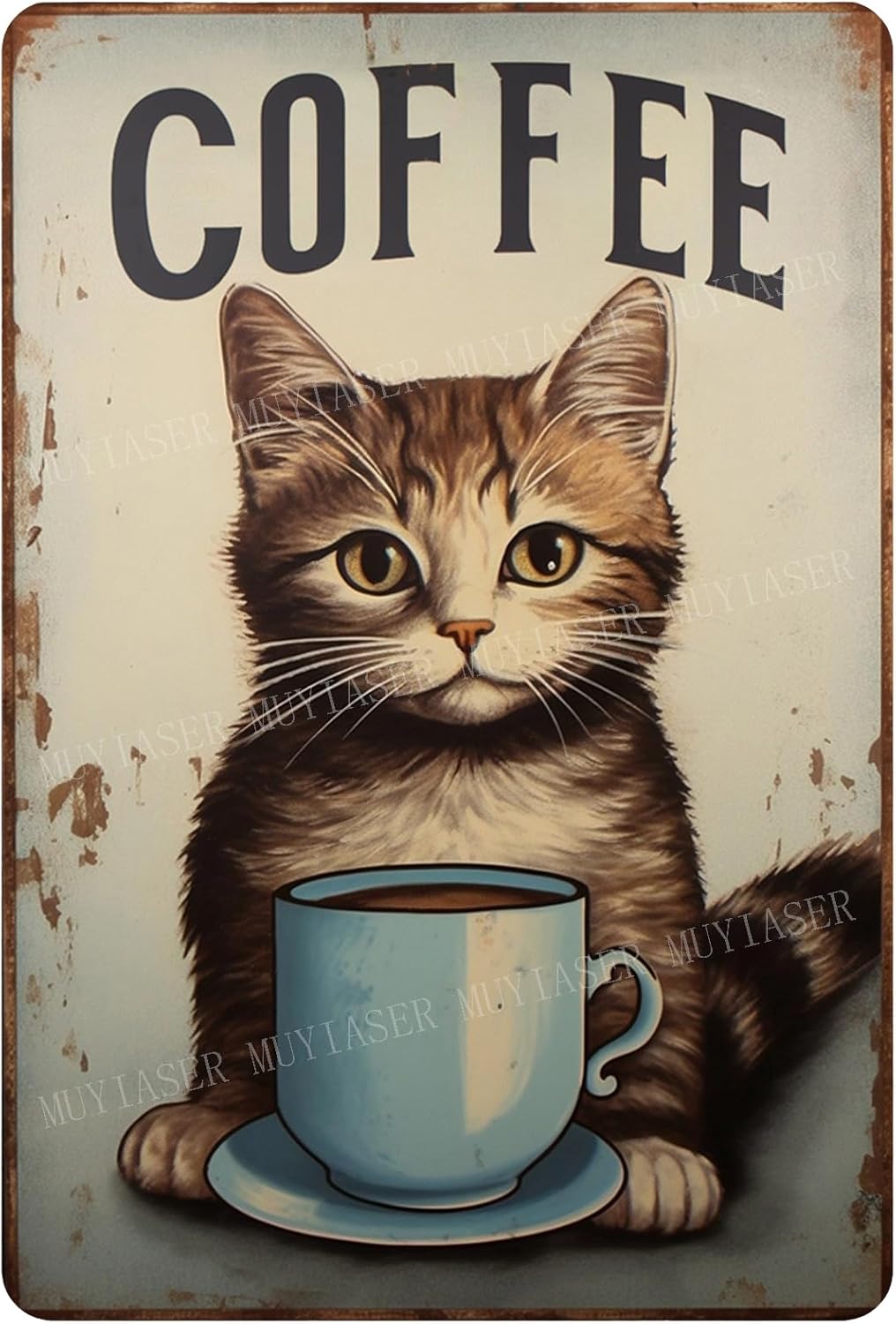 Metal Signs cat coffee retro S - Home Bar And Coffee ulasan dan harga