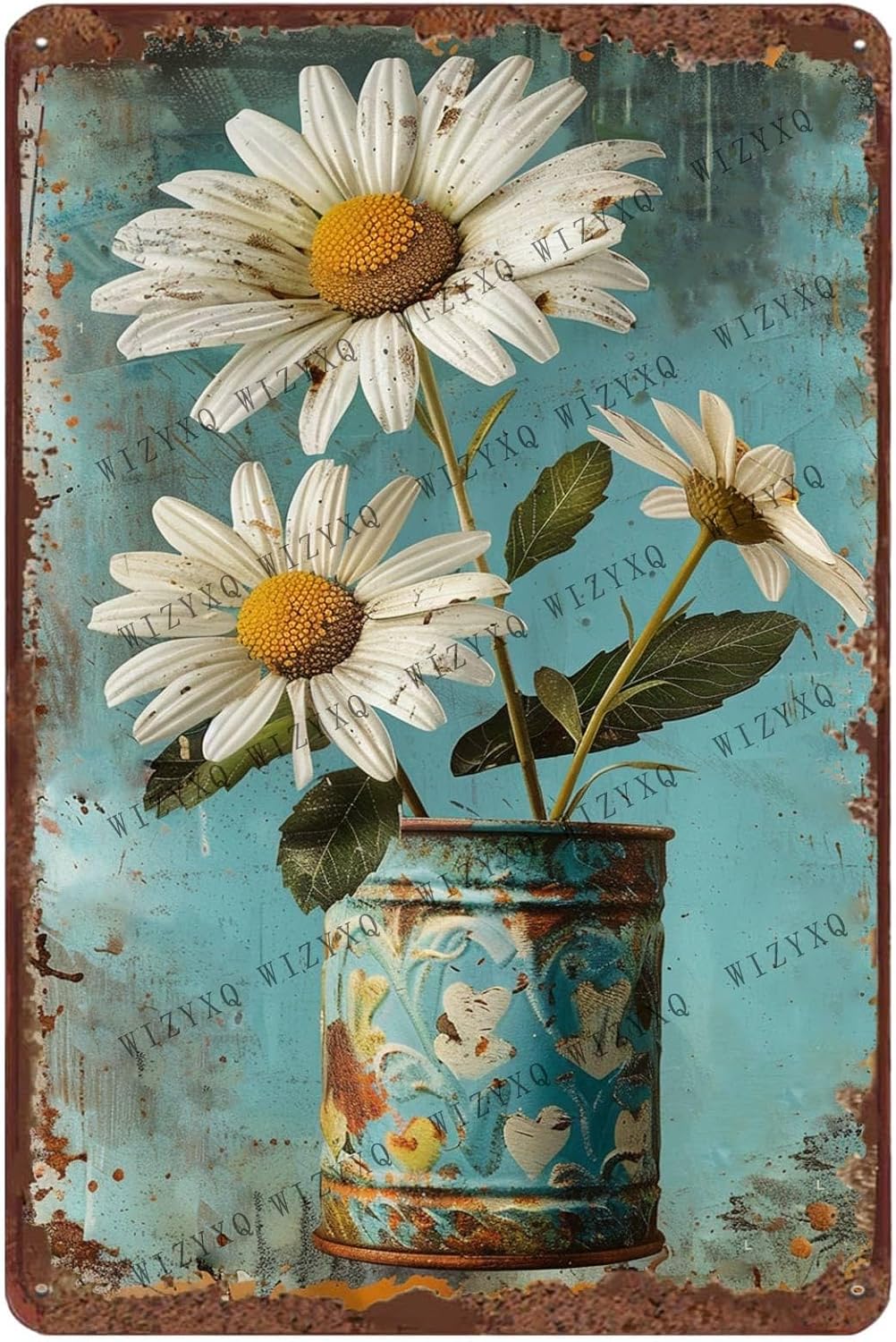 Metal Signs White Daisy Flower - Home Bar And Kitchen ulasan dan harga