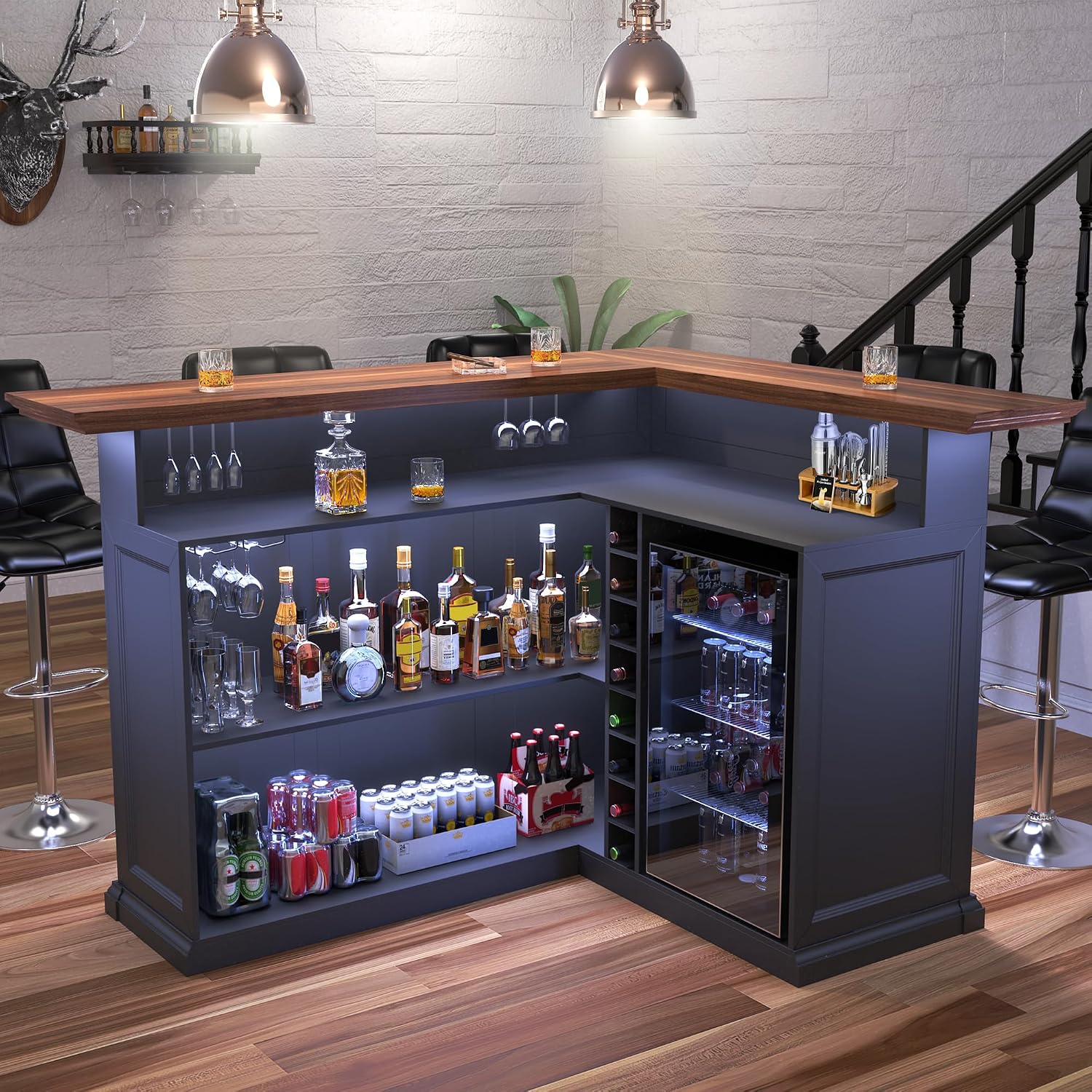 L-Shaped Home Bar Cabinet with - Home Bar And Fridge ulasan dan harga